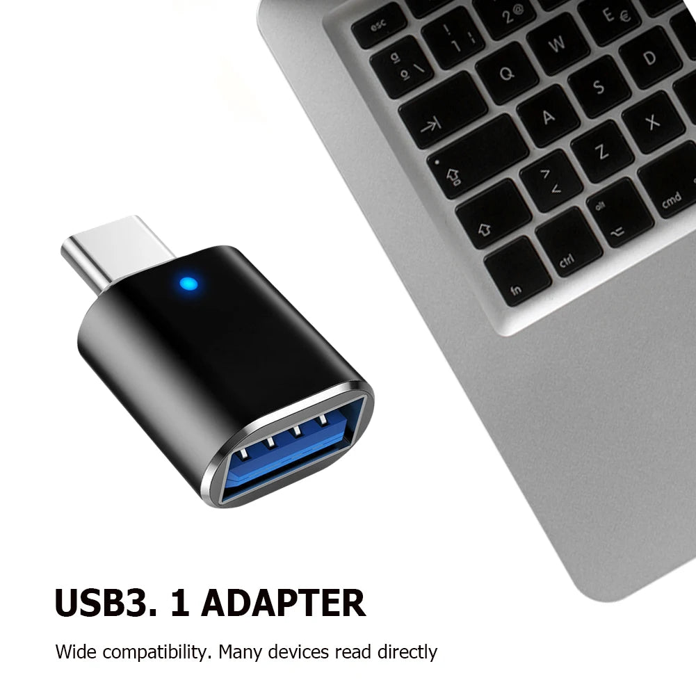 1-3PCS Type-C To USB3.0 Converter LED Indicator Type-C To USB OTG Adapter 3A Fast Charging 5Gbps Data Transfer Plug and Play