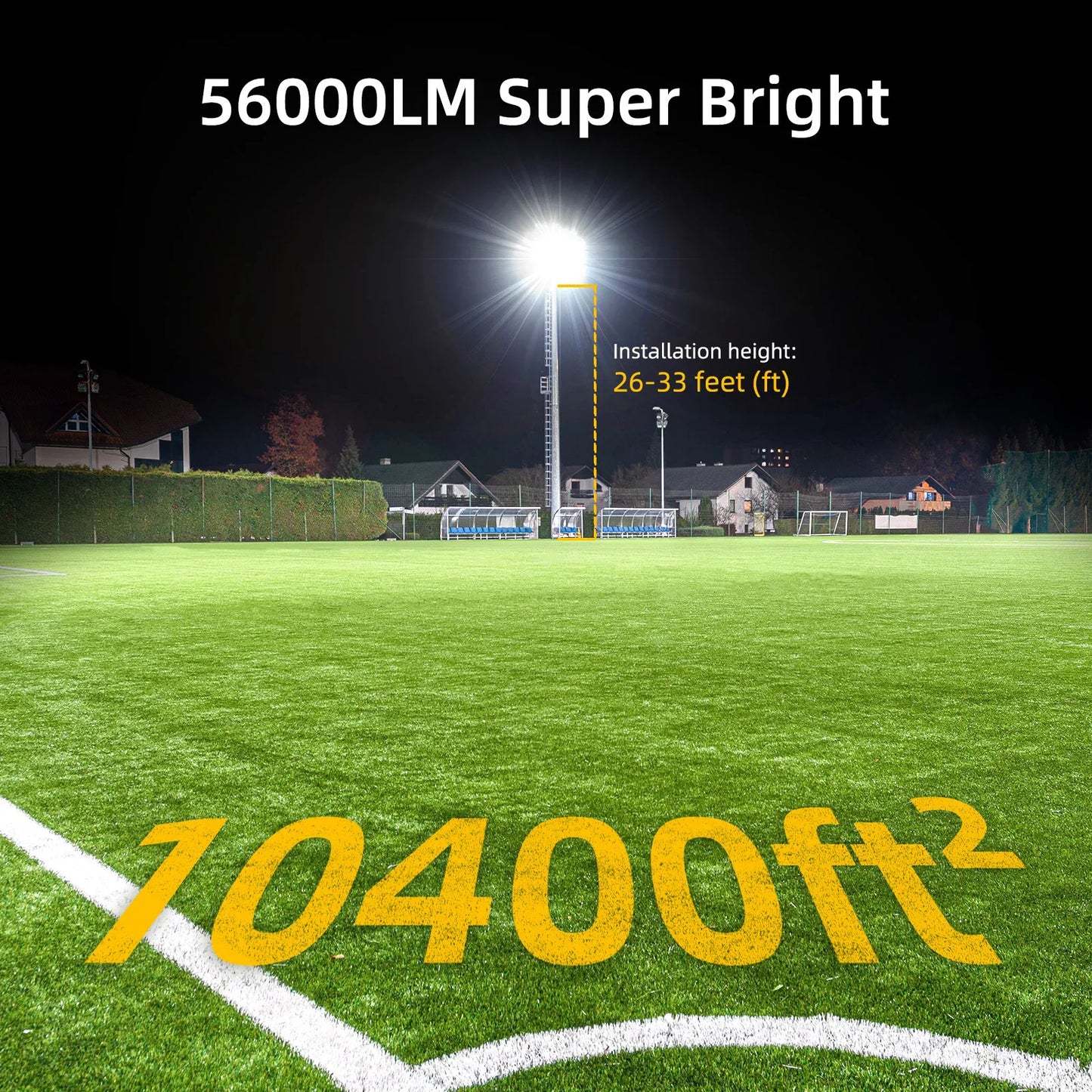 Stadium Lights LED Flood Light Outdoor Field Lights 400W Exterior 44000LM 6500K IP67 Waterproof Adjustable Lighting Arena Lights