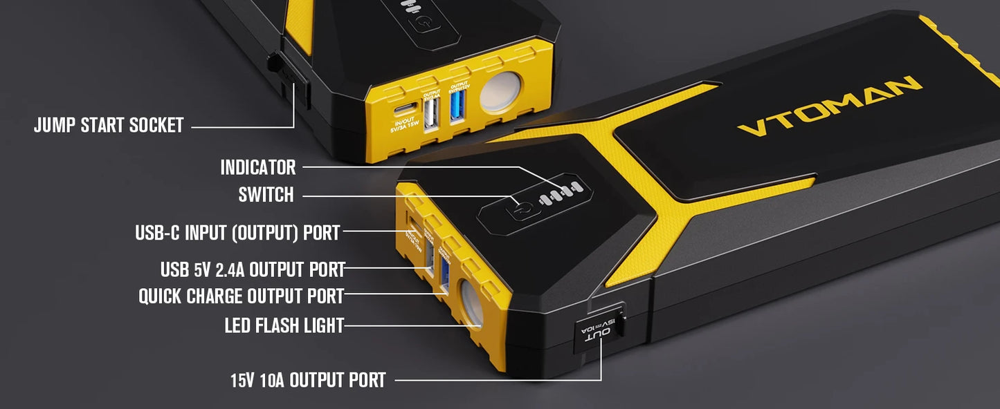 VTOMAN 4500A Power Bank with Car Start Auto Start Portable Charger Jump Starter Power Station Car Battery Charger Booster