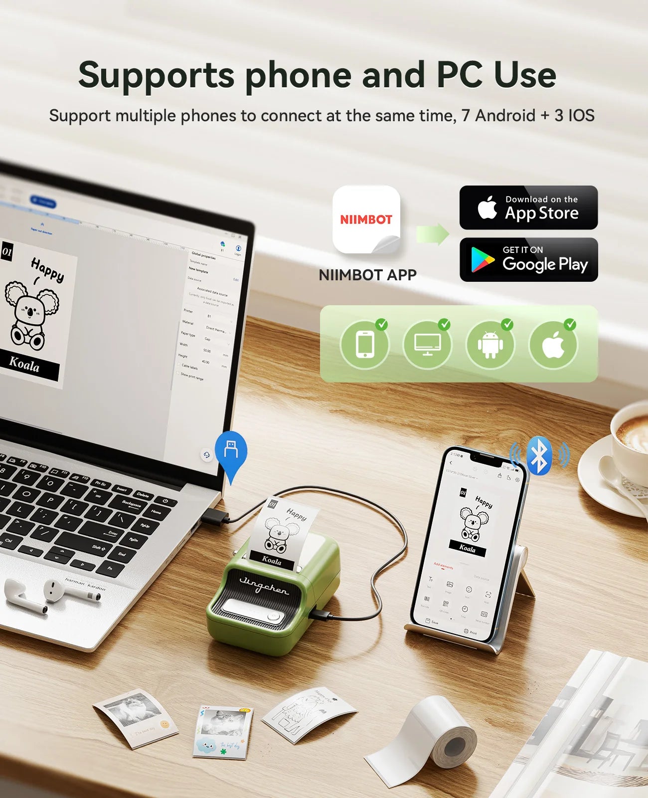 Niimbot B21 Pro 300dpi Label Maker Bluetooth printer 20-50mm Width Tape For DIY Crafts Notes Scrapbook Photo Shipped Locally