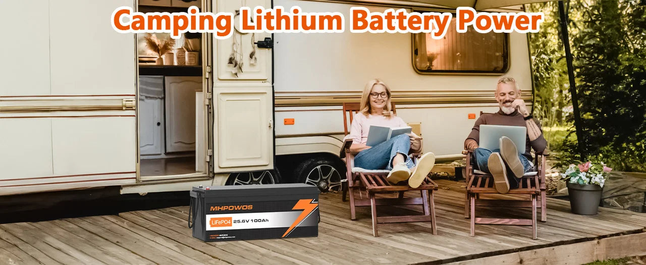 MHPOWOS 24V 100Ah LiFePo4 Battery 2560Wh Supports with BMS Lithium Iron Phosphate Cells Up to 15000 Cycles For Golf Cart Solar