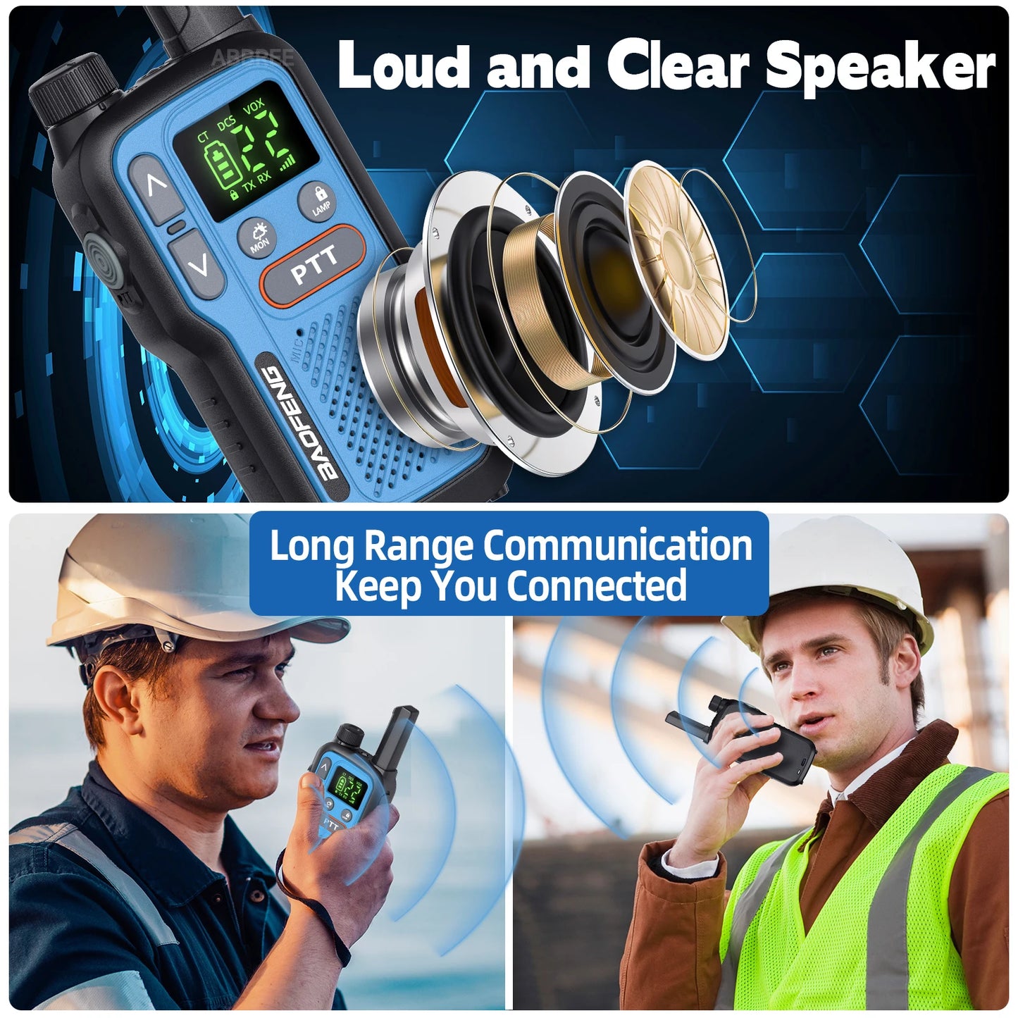 2X BAOFENG FRS Walkie Talkies Long Range Walkie Talkie NOAA VOX Flashlight Type-C Portable Two Way Radio For Restaurant Camping