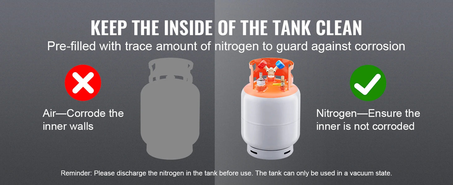 SucceBuy 30 lbs Refrigerant Recovery Tank with Float Switch Reusable AC Recovery Tank HVAC for All Refrigerant Prevent Overflow