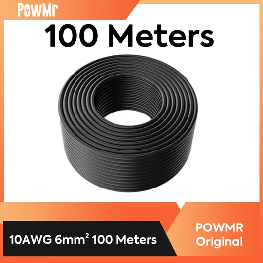 PowMr 100m Solar Cable 4/6mm² Black Red Solar PV Cable 10/12 AWG IP68 Extension for Solar System Photovoltaic System Solar Panel