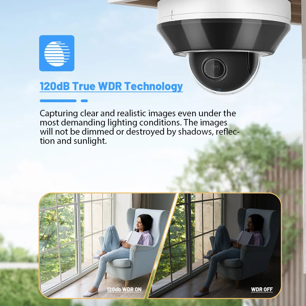Vikylin Hik compatible 3X Zoom 6MP Dome PTZ IP Camera IR Night Vision MD2.0 IP66 Home Video Surveillance CCTV Security Camera