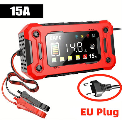 New 12V 15A/8A Smart Car Battery Charger Pulse Repair Automatic Start Fast Charger For Car Motorcycle Truck Lead Acid Batteries