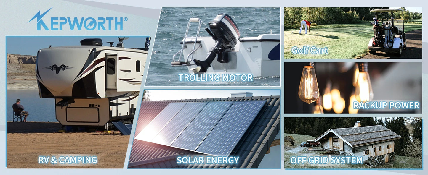 KEPWORTH 12V 300Ah LiFePO4 Battery, Built-in 200A BMS 3840Wh Energy Deep Cycles, Perfect for Off-Grid, Motorhome, Solar System