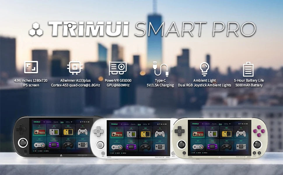 TRIMUI Smart Pro Retro Handheld Game Console – 5000mAh, 4.96" IPS Screen, 30,000+ Games, Portable Video Game Player