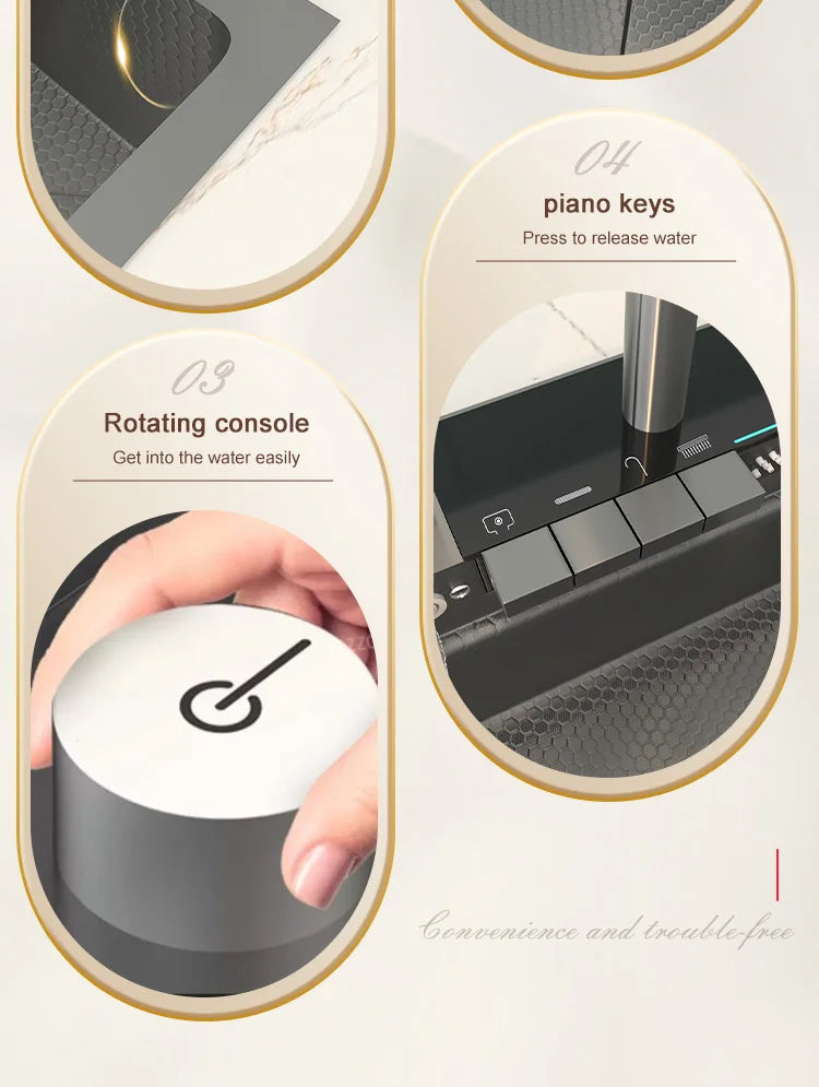 Stainless Steel Waterfall Kitchen Sink Large Single Slot With Digital Display Faucet Apartment Multifunctional Wash Basin