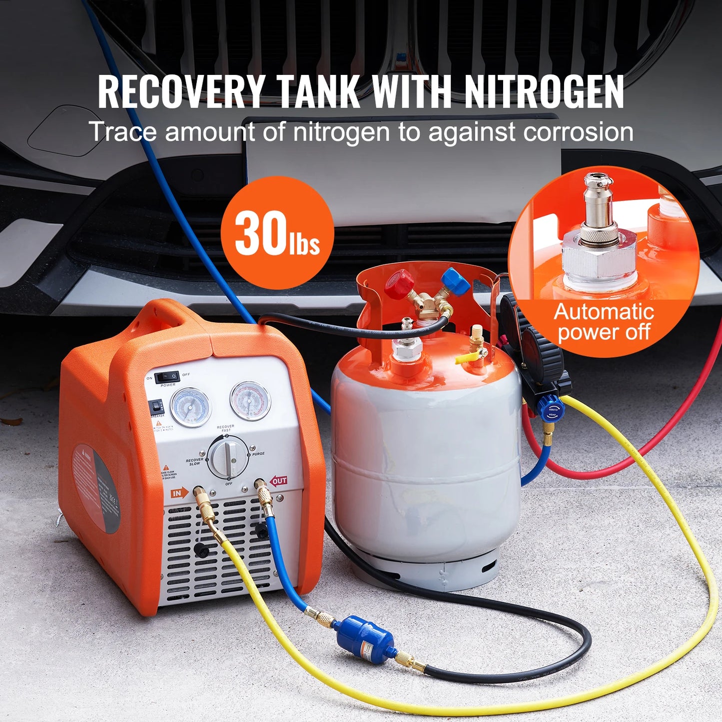 SucceBuy 30 lbs Refrigerant Recovery Tank with Float Switch Reusable AC Recovery Tank HVAC for All Refrigerant Prevent Overflow