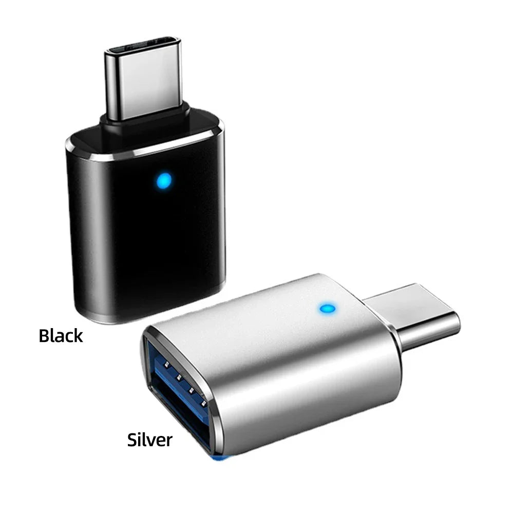 1-3PCS Type-C To USB3.0 Converter LED Indicator Type-C To USB OTG Adapter 3A Fast Charging 5Gbps Data Transfer Plug and Play