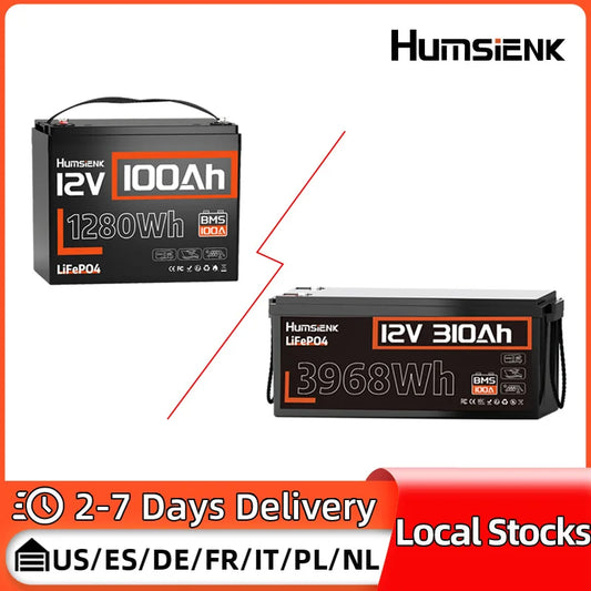 Humsienk 12V 100Ah 310Ah LiFePO4 Battery With BMS 8000 Cycle Perfect For Trolling Motors, Yacht, Marine, Boat, RVs, Home Energy
