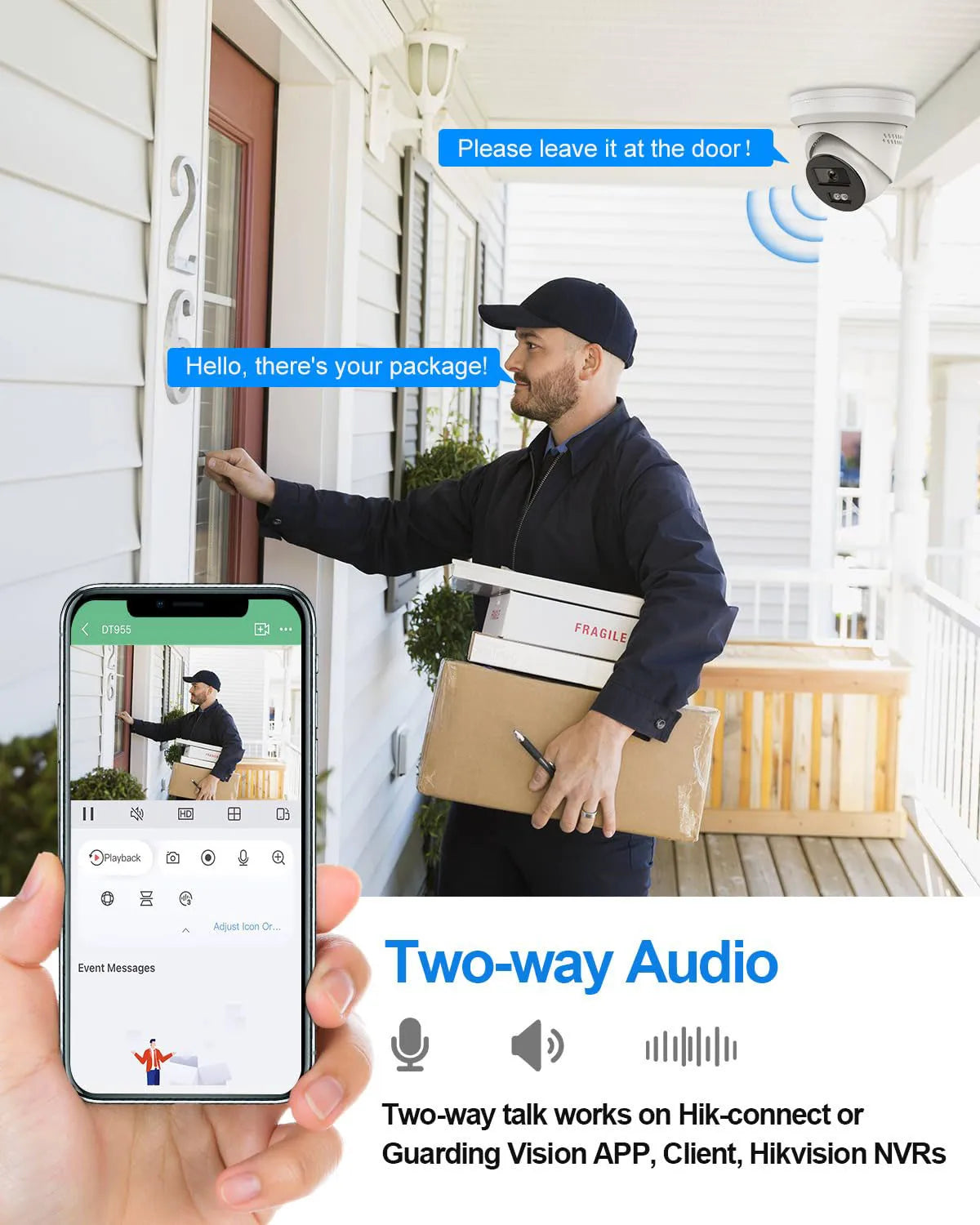 Hikvision Compatible 5MP/8MP Hybrid Light IP Camera Human Vehicle Detection 2-way Audio Home Outdoor Security Video Surveillance