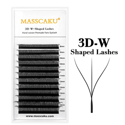 MASSCAKU 3D 4D 5D 6D 7D 8D 10D W Shaped Eyelash Natural Soft Lightweight Individual W Style Premade Fans Eyelashes Extensions