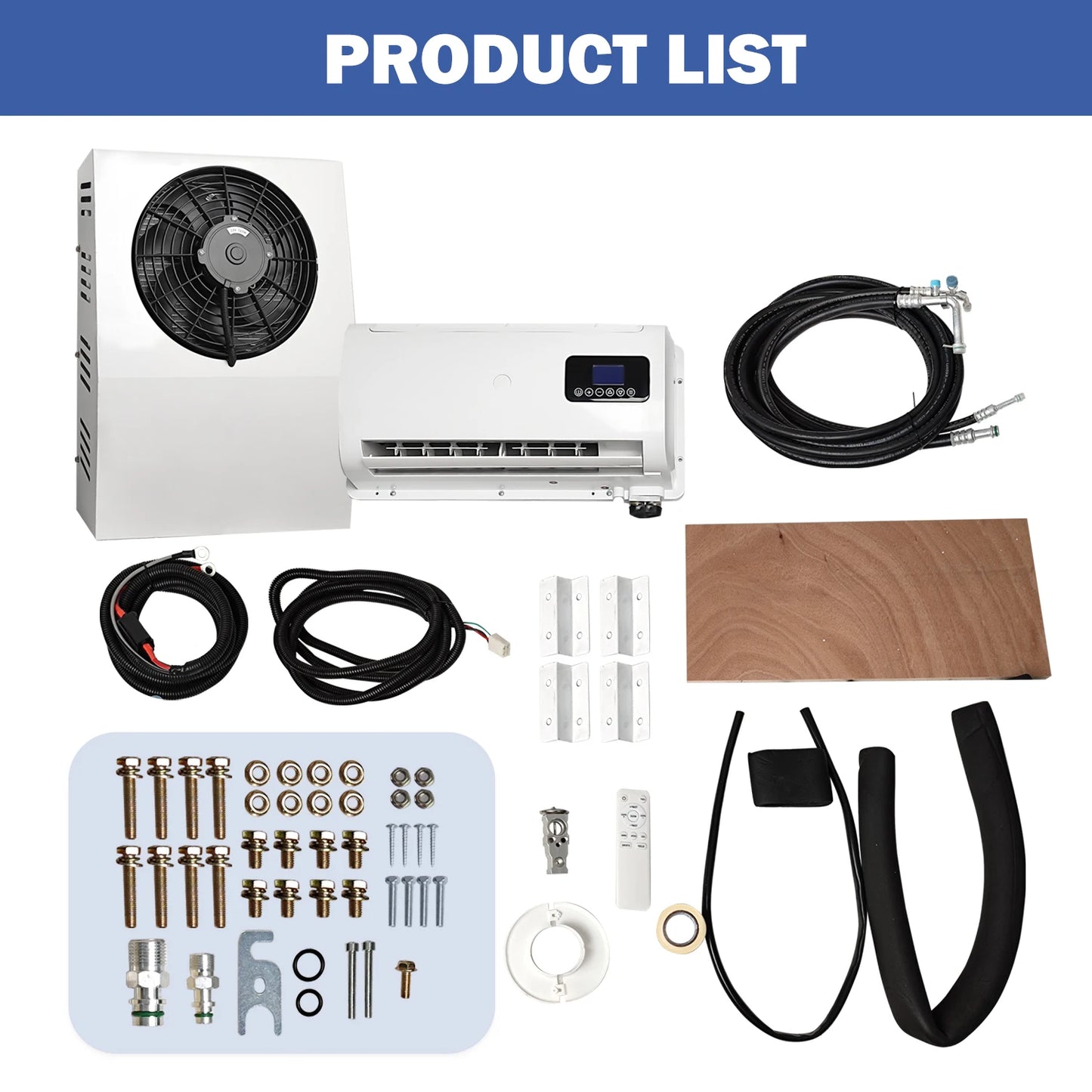 Treeligo 12V/24V 12000BTU Truck Split Air Conditioner Electric Parking Cooler AC Unit For Tractor Cab Truck Camper Van Caravan