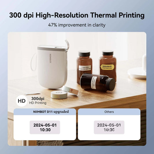 Niimbot 300 DPI High Definition Label Printer Upgraded D11 Wireless Thermal Label Maker Self-Adhesive Labeling Machine