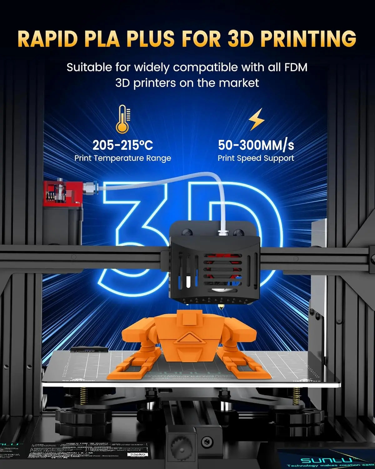 SUNLU 2KG PLA/PLA PLUS/PLA+2.0 Filament 1.75mm 1KG Without Tray 3D Printer Filament for 3D Printer& 3D Pen，Refll Filament