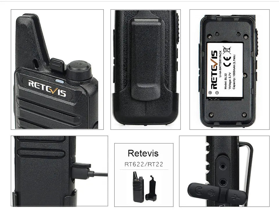 10 Pcs Wholesale Mini Walkie Talkie Retevis Rechargeable Walkie-talkies Two-way Radio RT622 PMR446 Radio Hotel Restaurant Retail
