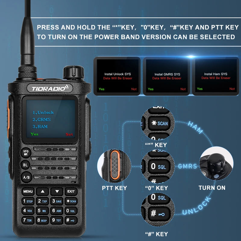 2nd Gen TIDRADIO TD-H8 10W Profession Walkie Talkie Long Range Emergency Radio Portable Two Way Radio Receiver Search Repeaters