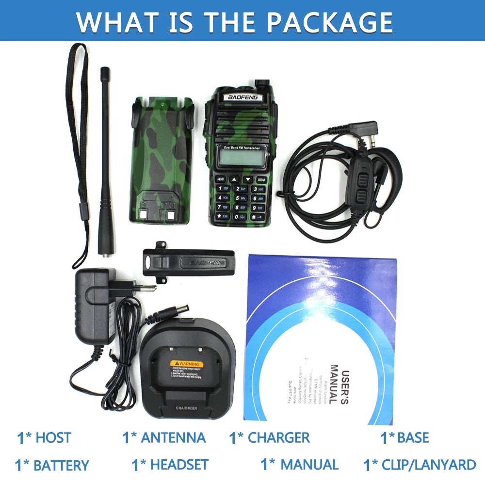 2PCS Baofeng UV-82 5W Dual Band 136-174 & 400-520MHz Walkie Talkie UV82 128 Channels CTCSS DCS Portable Ham Radio