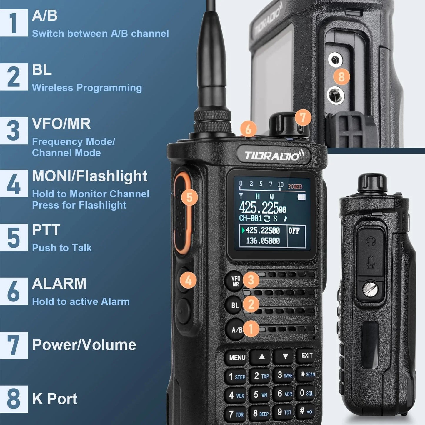 2nd Gen TIDRADIO TD-H8 10W Profession Walkie Talkie Long Range Emergency Radio Portable Two Way Radio Receiver Search Repeaters