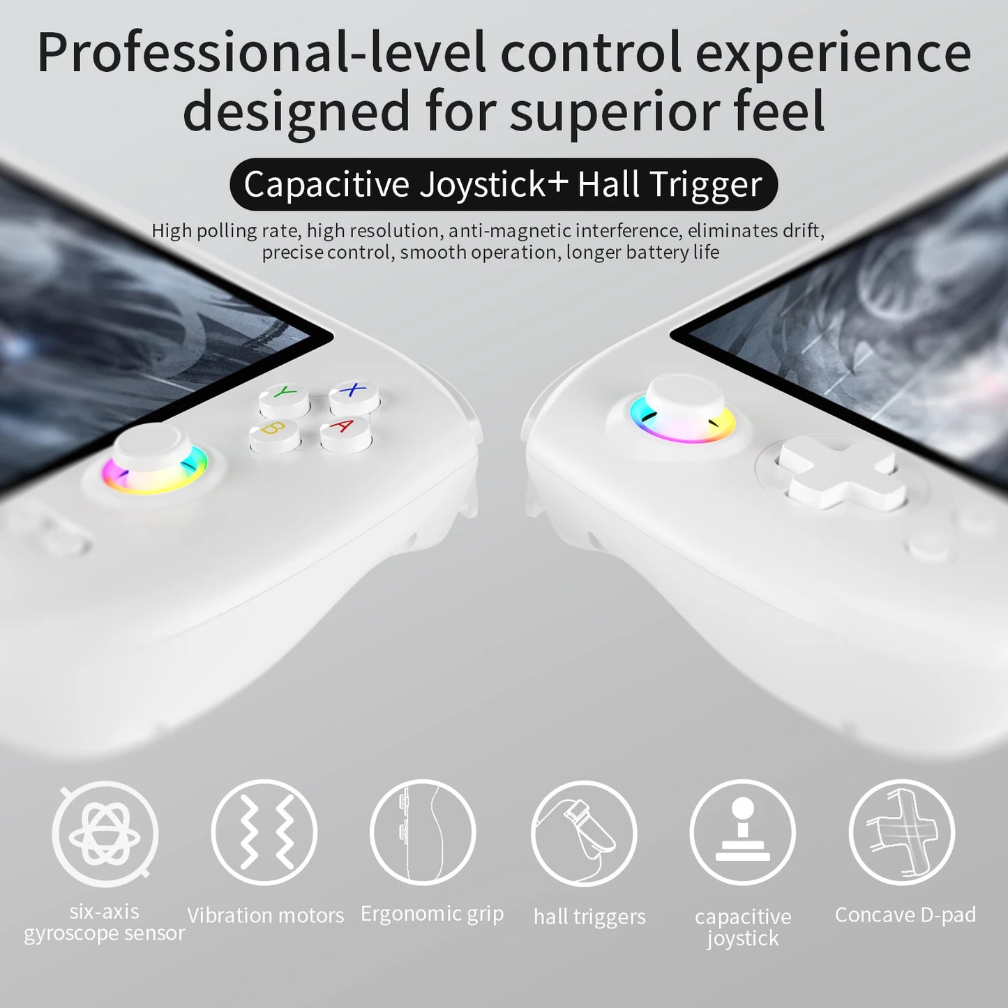 ANBERNIC RG557 Handheld Game Console Dimensity Processor 5.48" AMOLED Screen Android14 Capacitive Joystick DP Output Cooling Fan