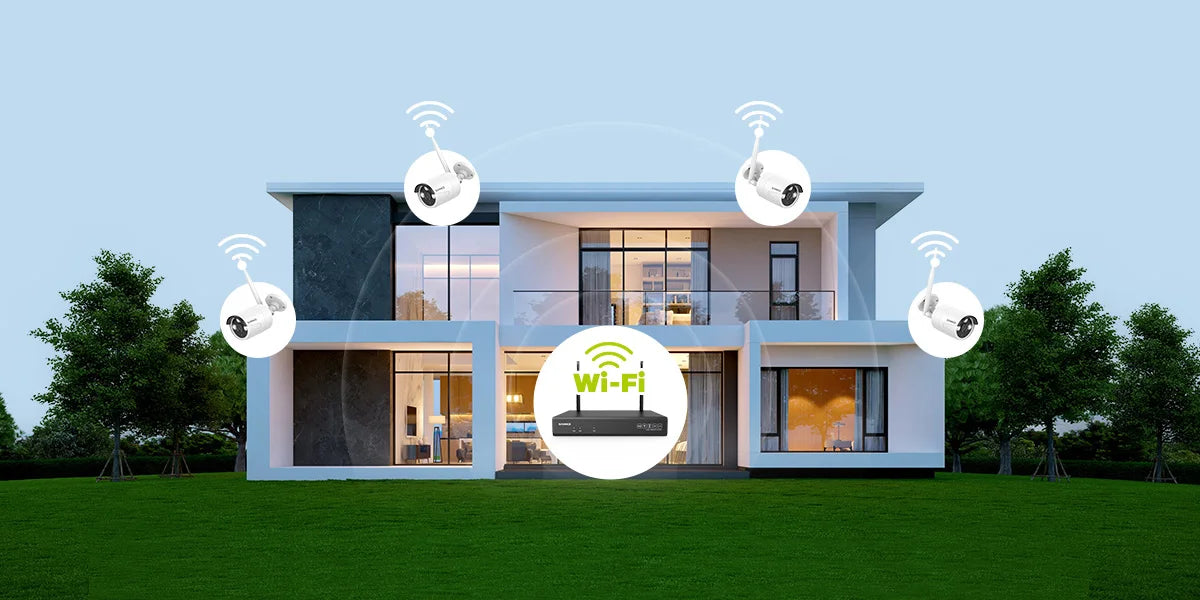 SANNCE 6PCS 5MP Wifi Camera IP Outdoor 10CH NVR Two-way Audio Wireless Audio Video Security Surveillance Kit Cameras