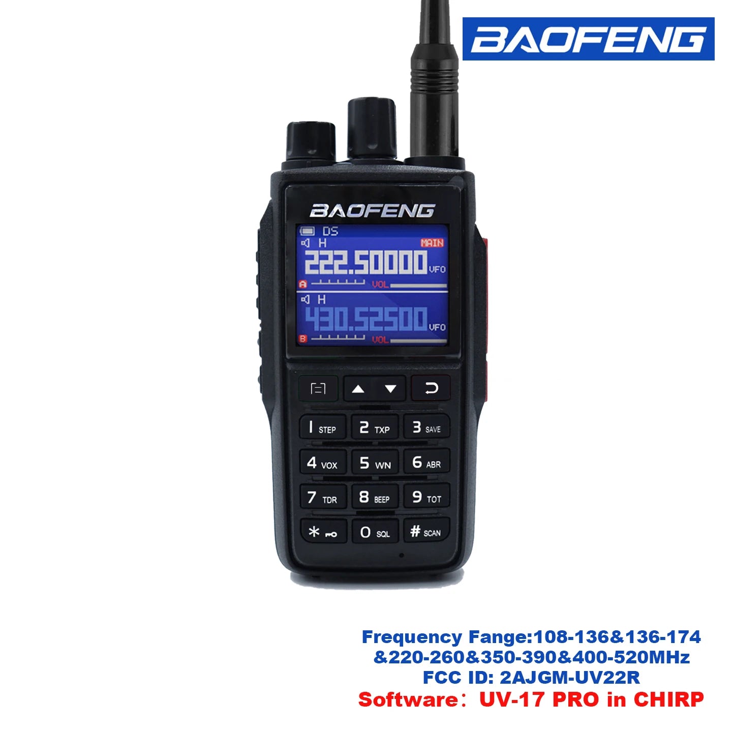 Baofeng 1/2PCS UV-22 intercom long-distance USB Type-C large capacity NOAA 999CH FM two-way radio
