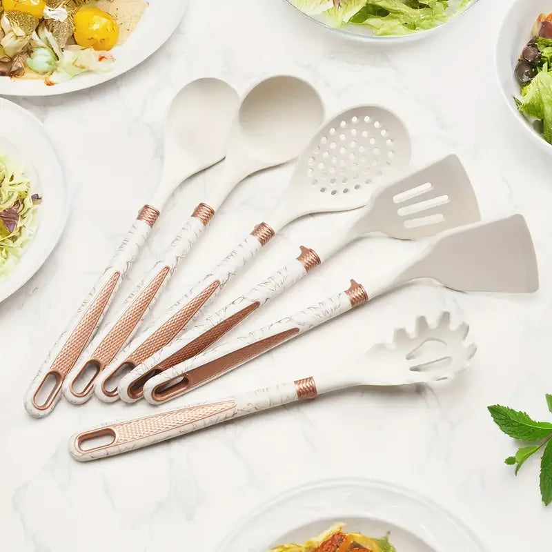 16PCS/Stainless Steel Kitchen Knife Silicone kitchenware set Spatula spoon bread knife scissors peeler cut meat knife Tool rest