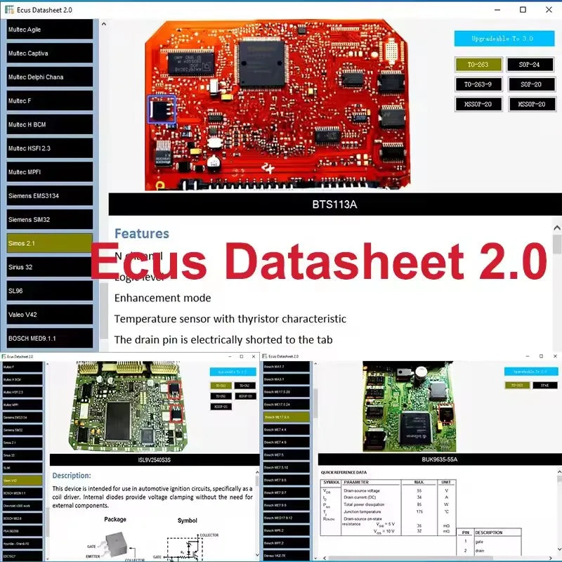 Ecus Datasheet 2.0 ECU Repair Software PCB Schematics with Electronic Components of Car ECUs and Additional Information