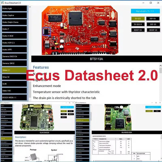 Ecus Datasheet 2.0 ECU Repair Software PCB Schematics with Electronic Components of Car ECUs and Additional Information