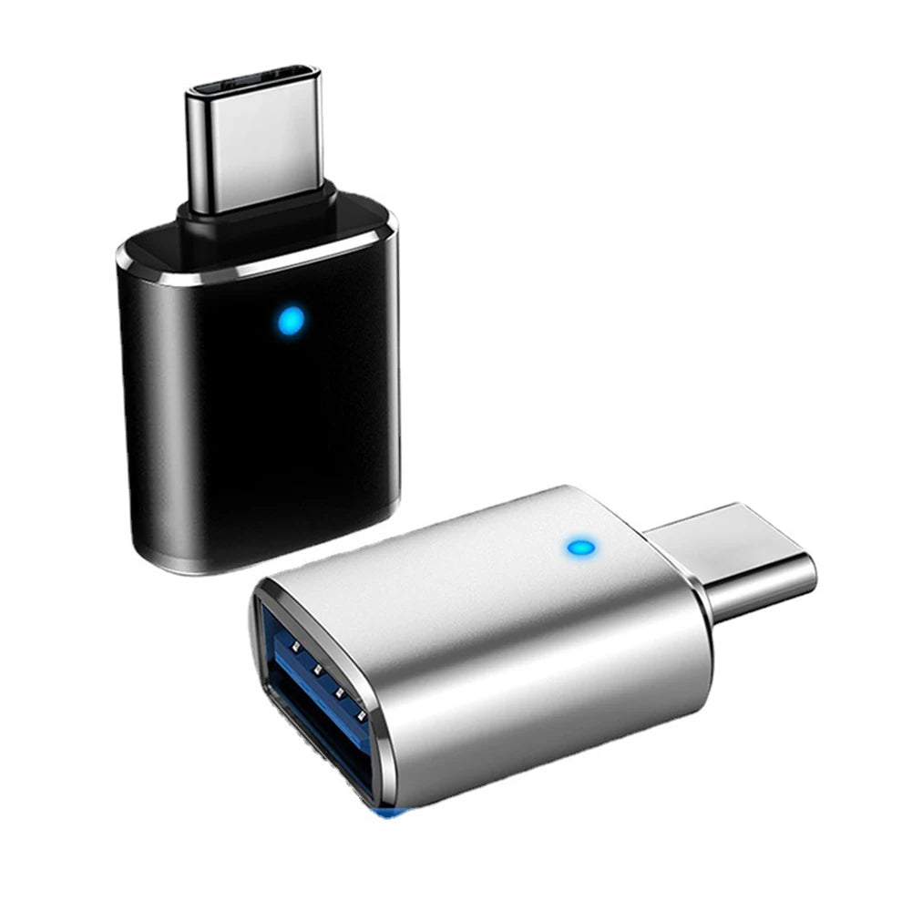 1-3PCS Type-C To USB3.0 Converter LED Indicator Type-C To USB OTG Adapter 3A Fast Charging 5Gbps Data Transfer Plug and Play