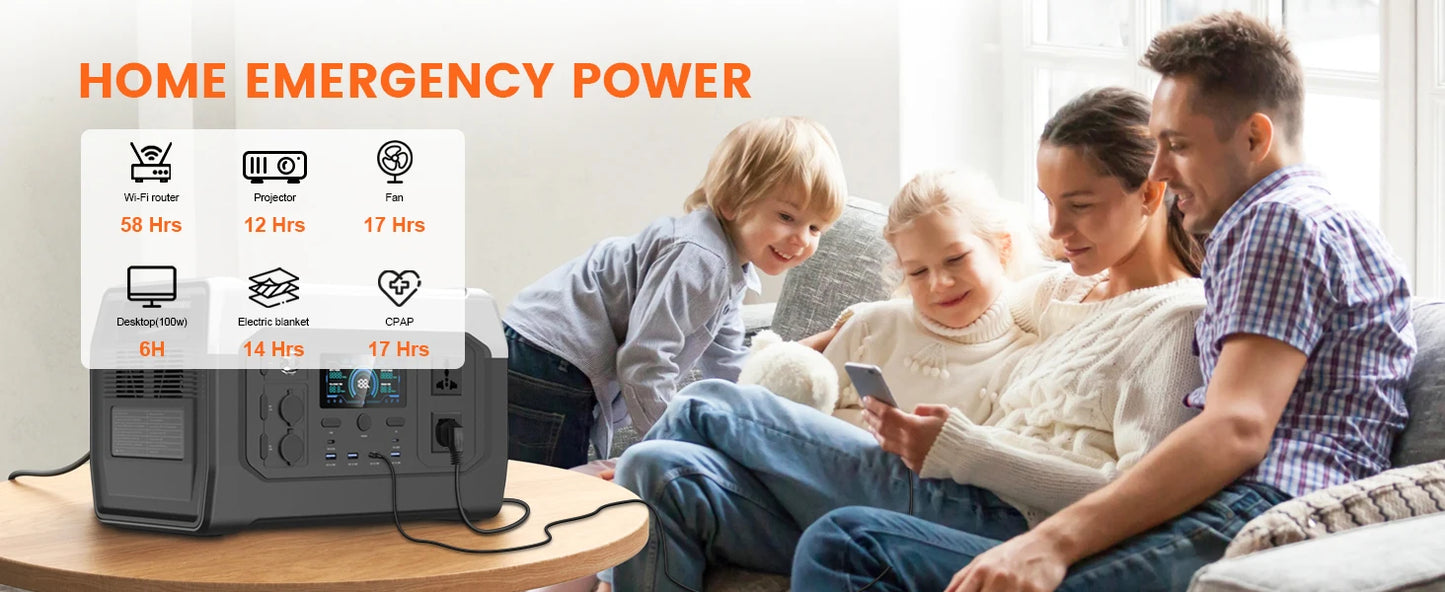 Ctolity XP1000 1800W Portable Power Station 1024Wh LiFeP04 Battery Solar Generator Solar for Camping UPS function Pure Sine Wave