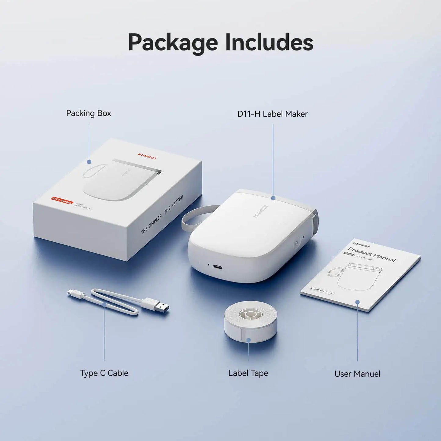 Niimbot 300 DPI High Definition Label Printer Upgraded D11 Wireless Thermal Label Maker Self-Adhesive Labeling Machine