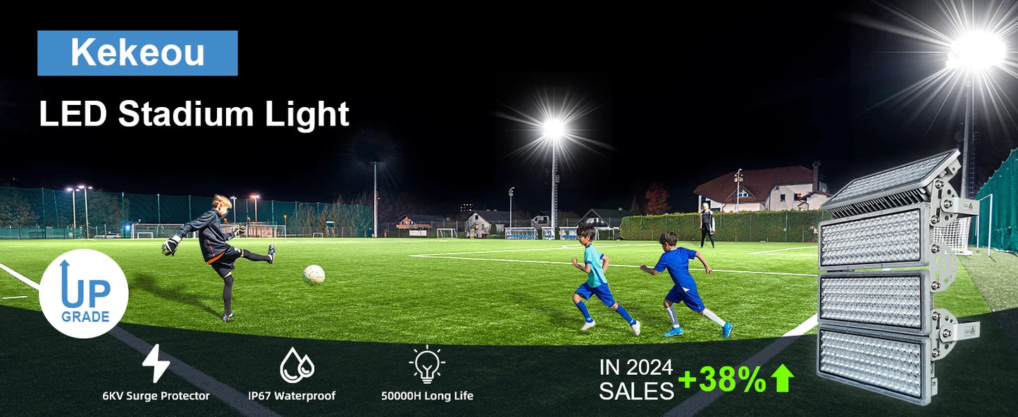 Stadium Lights LED Flood Light Outdoor Field Lights 400W Exterior 44000LM 6500K IP67 Waterproof Adjustable Lighting Arena Lights