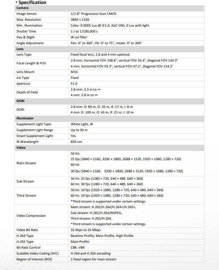 Hikvision 8MP IP Camera DS-2CD2387G3-LIS2UY/SRB Smart Hybrid Light ColorVu 2-Way Audio Turret Camera Red Blue Light Audio Alarm