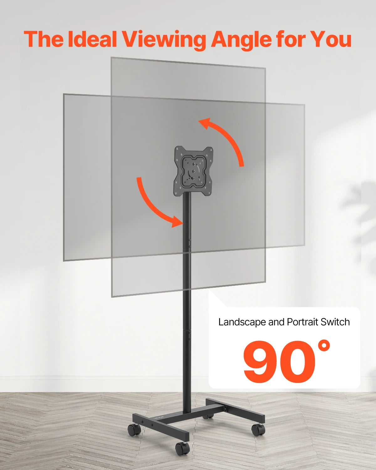 SucceBuy Rolling TV Stand Mobile TV Cart Suit for Various Sizes TV Portable TV Stand with Wheels for Living Room Bedroom Office