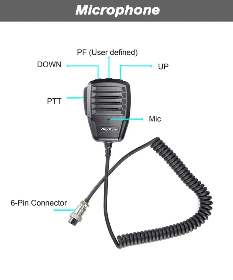 New Anytone AT-6666Pro 80W High Power 28.000-29.695MHz 10 Meter Radio CW/AM/FM/USB/PA Mode 40CH Car Mobile Radio