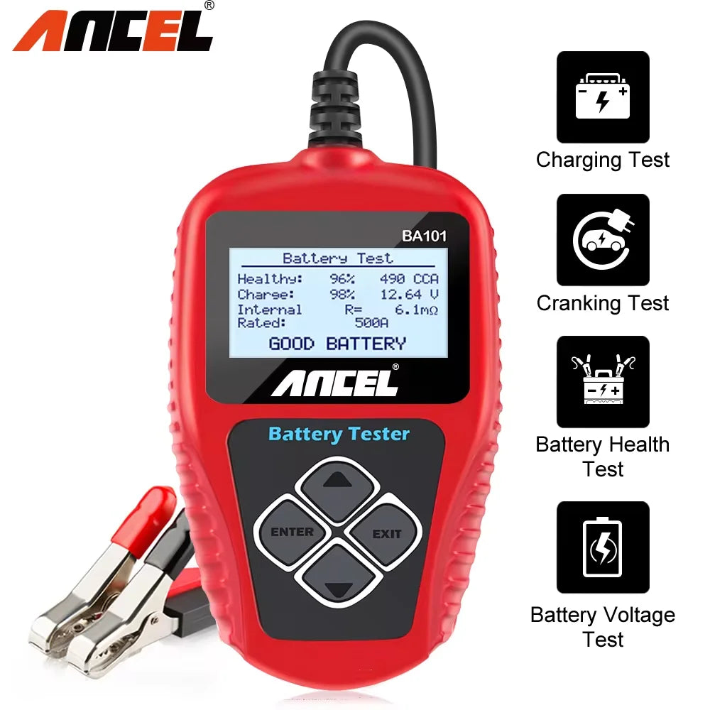 12V Car Battery Tester Analyzer Automotive Battery Load Tester 100-2000CCA Charging Circuit load Diagnostic Tools ANCEL BA101