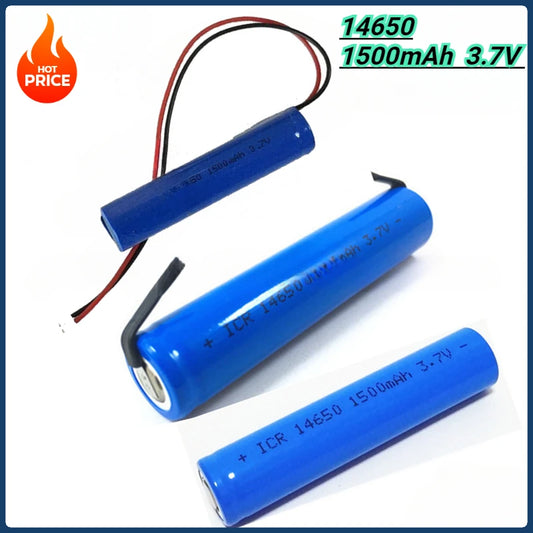2pcs/lot 14650 3.7V 1500MAH Lithium Ion Li-ion Rechargeable Battery for Dental Desktop Walkie Talkie Battery with Nickel Sheet