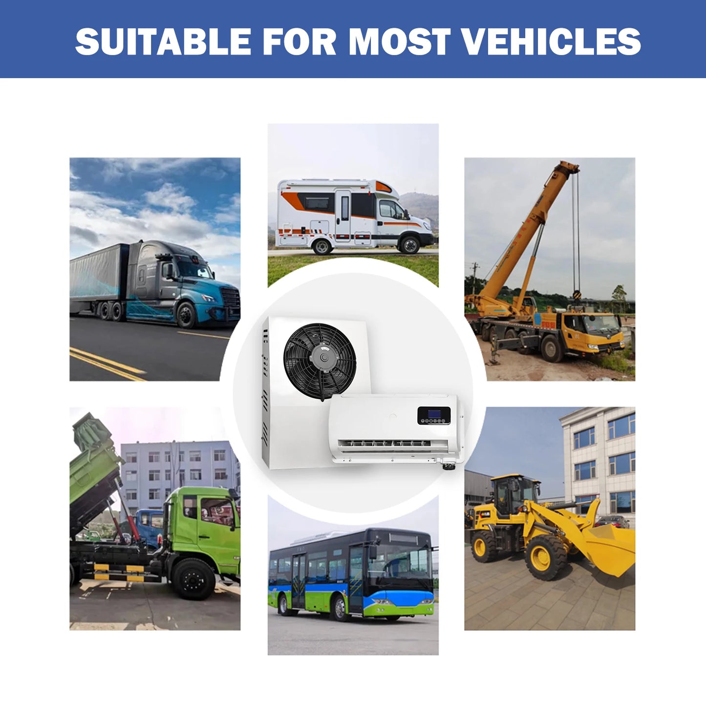 Treeligo 12V/24V 12000BTU Truck Split Air Conditioner Electric Parking Cooler AC Unit For Tractor Cab Truck Camper Van Caravan