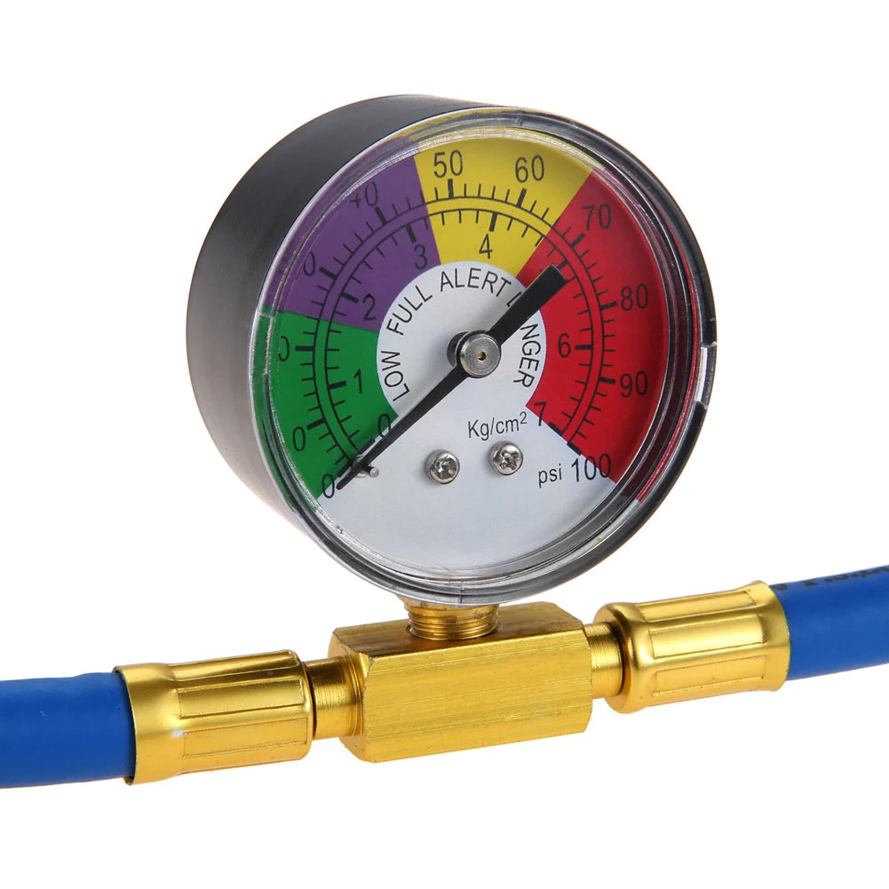 R134A Refrigerant Charging Hose with Pressure Gauge Car Refrigerant Charging Pipe Refrigerant Gas Refill for Car Automobile