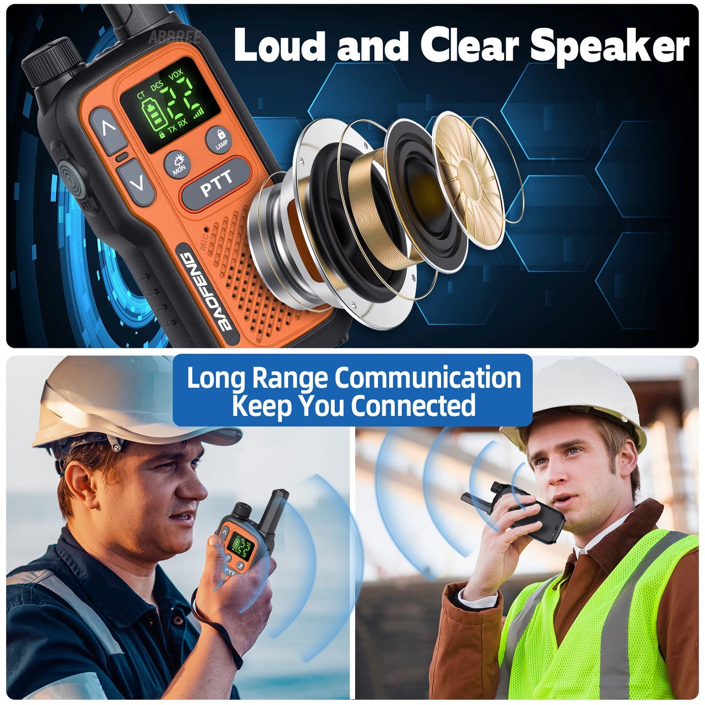 2X BAOFENG FRS Walkie Talkies Long Range Walkie Talkie NOAA VOX Flashlight Type-C Portable Two Way Radio For Restaurant Camping