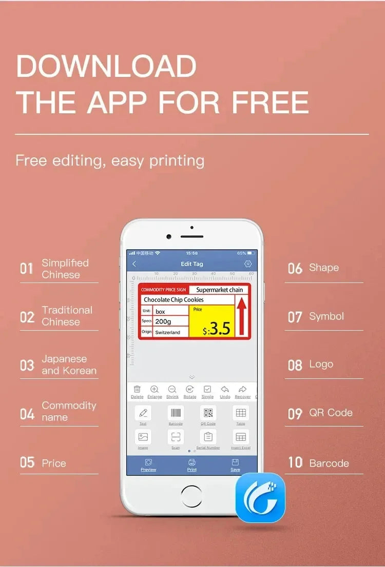 Niimbot B21 Mini Portable Thermal Printer Self-adhesive Label Printer Portable Inkless