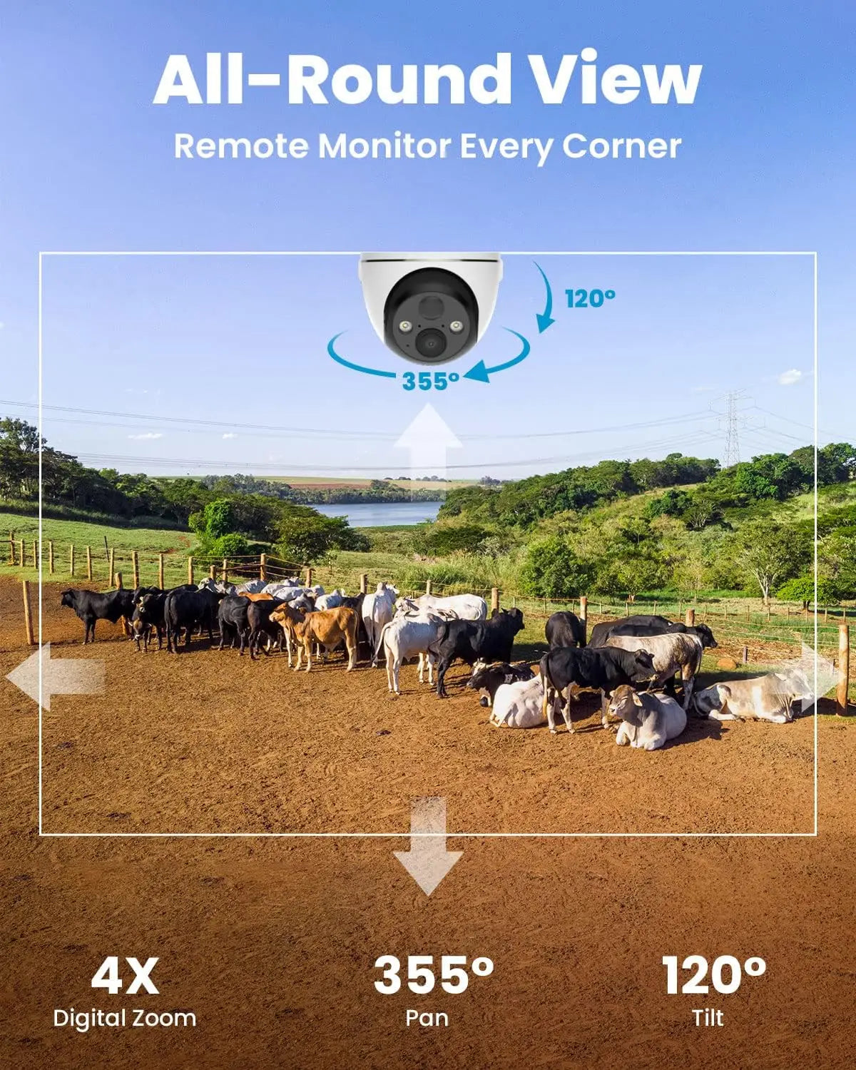 ieGeek 4G/3G LTE Outdoor Solar Wireless Surveillance Camera, 2K IP Camera SIM Card with 10000mAh Battery, Color Night Vision