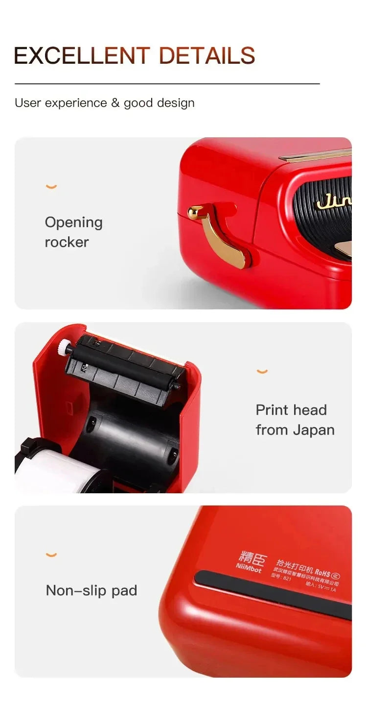 Niimbot B21 Mini Portable Thermal Printer Self-adhesive Label Printer Portable Inkless