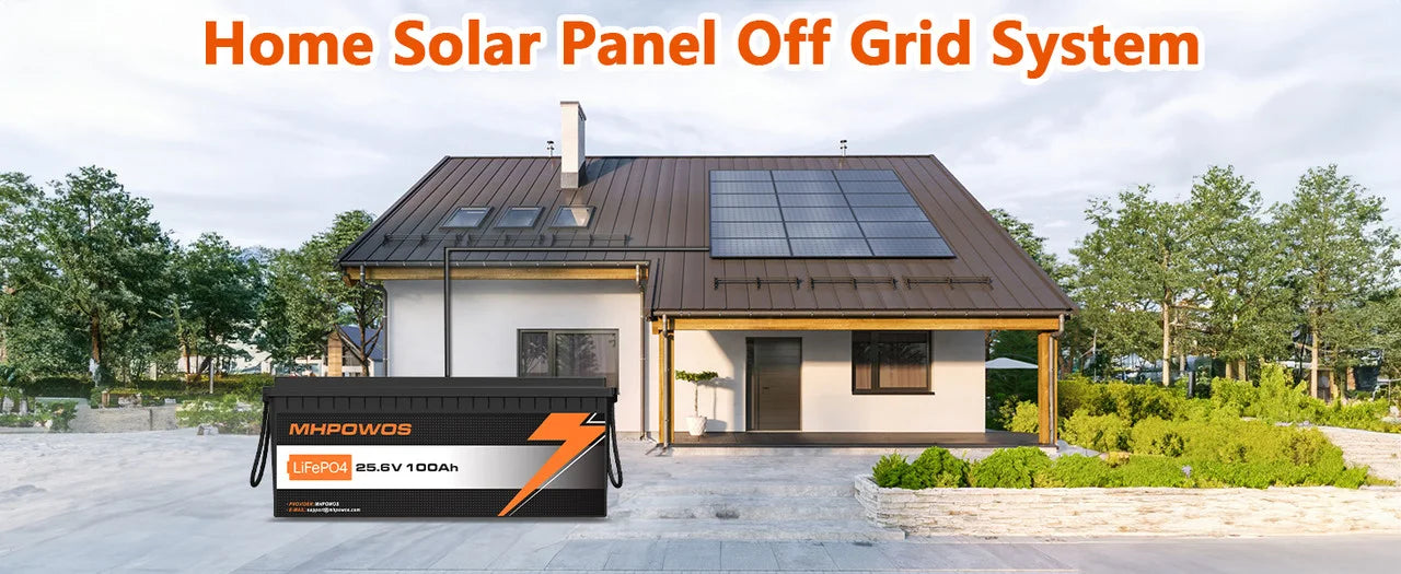 MHPOWOS 24V 100Ah LiFePo4 Battery 2560Wh Supports with BMS Lithium Iron Phosphate Cells Up to 15000 Cycles For Golf Cart Solar