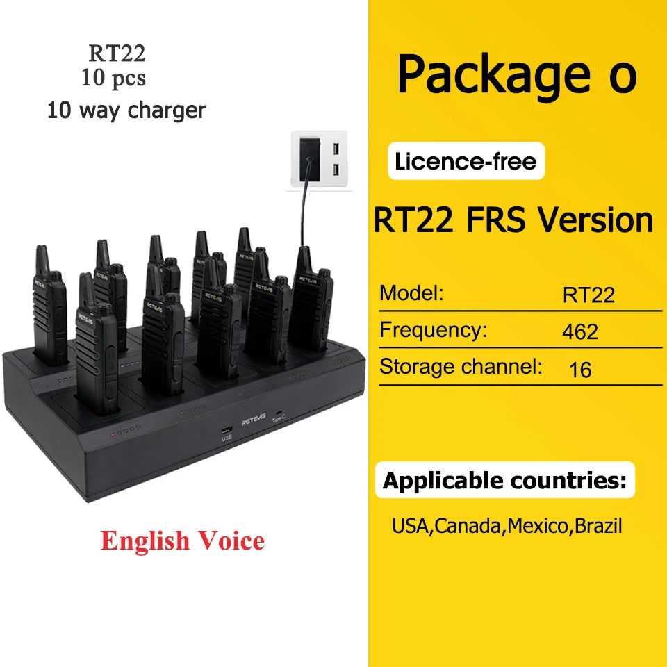 10 Pcs Wholesale Mini Walkie Talkie Retevis Rechargeable Walkie-talkies Two-way Radio RT622 PMR446 Radio Hotel Restaurant Retail