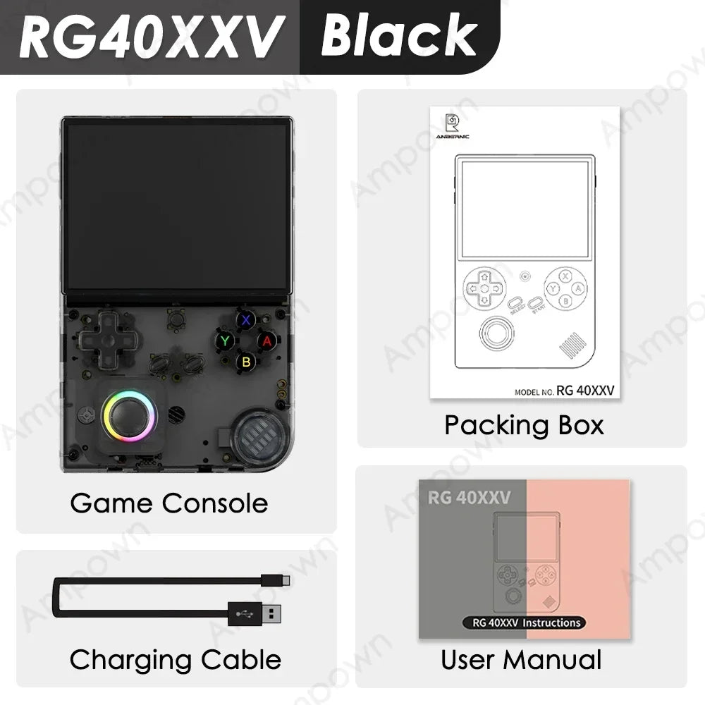 ANBERNIC RG40XXV Handheld Game Console 4''IPS Screen Video Output Joystick RGB Lighting Effect Streaming RG 40XXV Ebook MP4 Gift