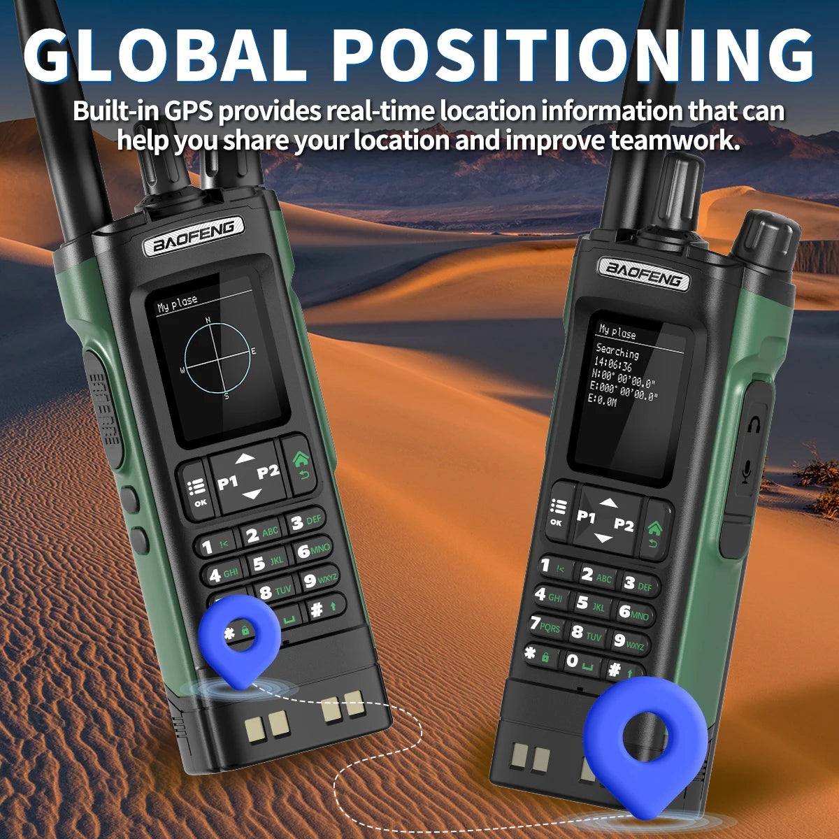 Baofeng UV-32 GPS Walkie Talkie 10W Long Range Multi Band Bluetooth APP Programming Wireless Copy Frequency Type-C Two Way Radio